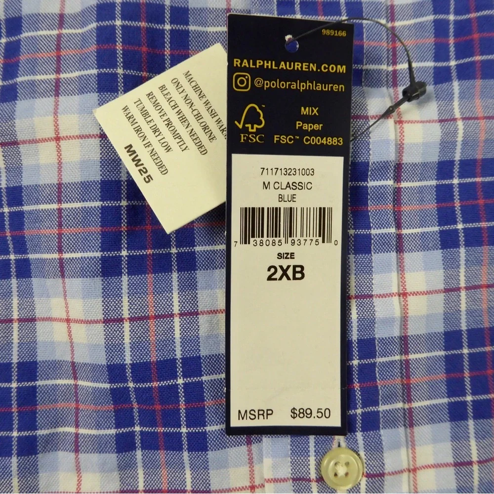Polo Ralph Lauren Plaid Oxford Short Sleeve Shirt w Chest Pocket NWT New - Picture 3 of 5